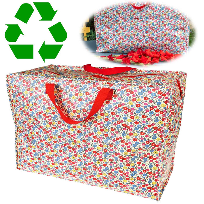 XXL Jumbo Bag Tilde bunte Blumen 55cm Recycelt Aufbewahrungstasche Einkaufstasche