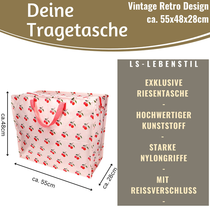 KI-generiertes Bild,XXL Jumbo Bag Cherry - Kirschen 55cm Aufbewahrungstasche Einkaufstasche