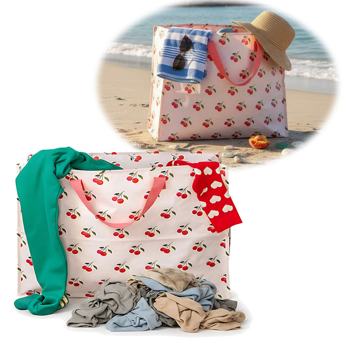 KI-generiertes Bild XXL Jumbo Bag Cherry - Kirschen 55cm Kunststoff Aufbewahrungstasche Einkaufstasche