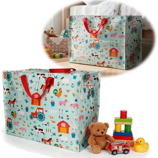 KI-generiertes Bild XXL Jumbo Bag Farmyard Bauernhof Tiere 55cm Recycelt Kunststoff Aufbewahrungstasche Einkaufstasche