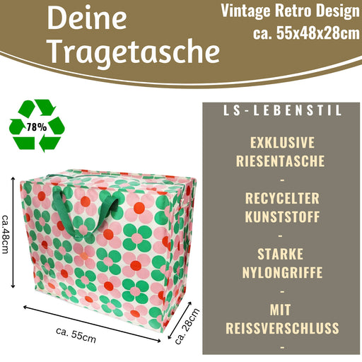 KI-generiertes Bild,XXL Jumbo Bag Gänseblümchen Rosa 55cm Aufbewahrungstasche Einkaufstasche