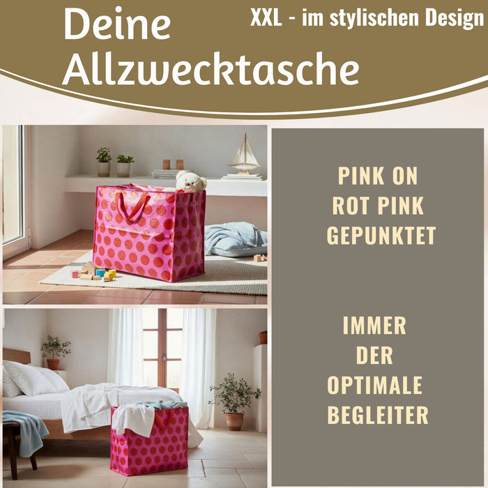 KI-generiertes Bild,XXL Jumbo Bag Pink Rot Spotlight 55cm Aufbewahrungstasche Einkaufstasche