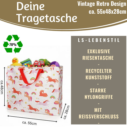 KI-generiertes Bild,XXL Jumbo Bag Unicorns / Einhörner 55cm Aufbewahrungstasche Einkaufstasche