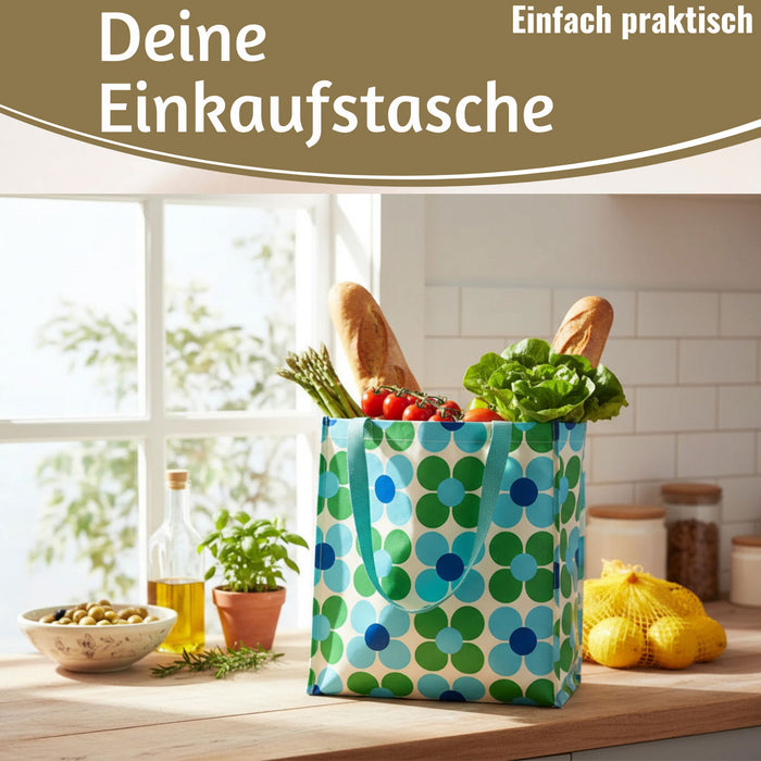 KI-generiertes Bild,Shopper Einkaufstasche Daisy Blau Grün faltbar Strandtasche Tragetasche