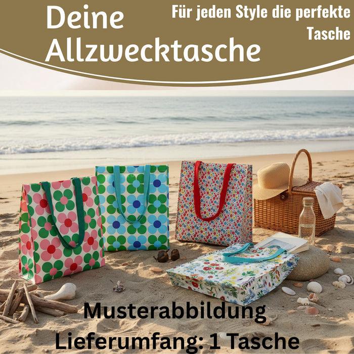 KI-generiertes Bild,Shopper Einkaufstasche Daisy Blau Grün faltbar Strandtasche Tragetasche