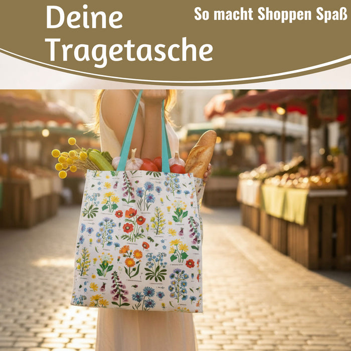 KI-generiertes Bild,Shopper Einkaufstasche Wild Flowers faltbar Strandtasche Tragetasche