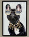 Wandbild französische Bulldogge 40x60cm Vogue Diamant Schwarz Kunstdruck Leinwand