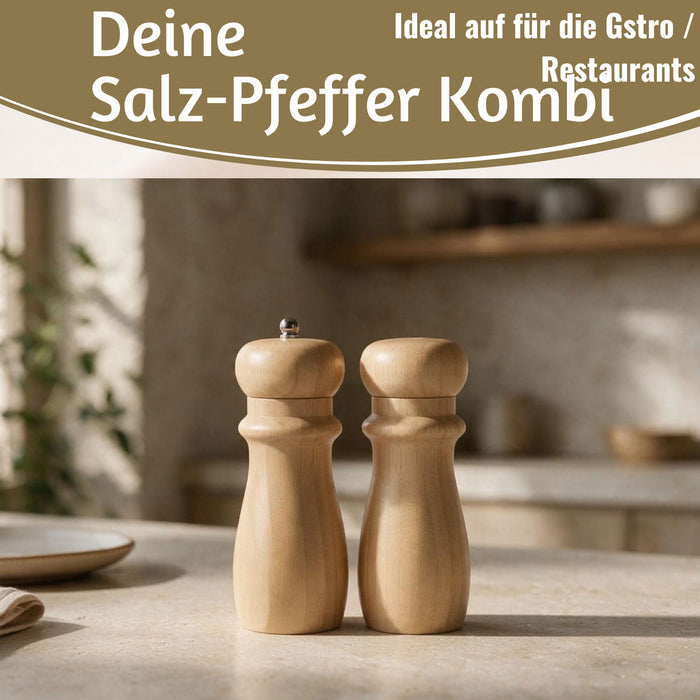 KI-generiertes Bild,Holz Salzstreuer & Pfeffermühle FSC Bambus 16,4cm Keramikmahlwerk Gewürzmühle