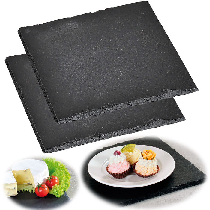 KI-generiertes Bild,Schieferplatte 2´er Set 20x20cm Servierplatte Schieferteller Tischset Sushi Deko