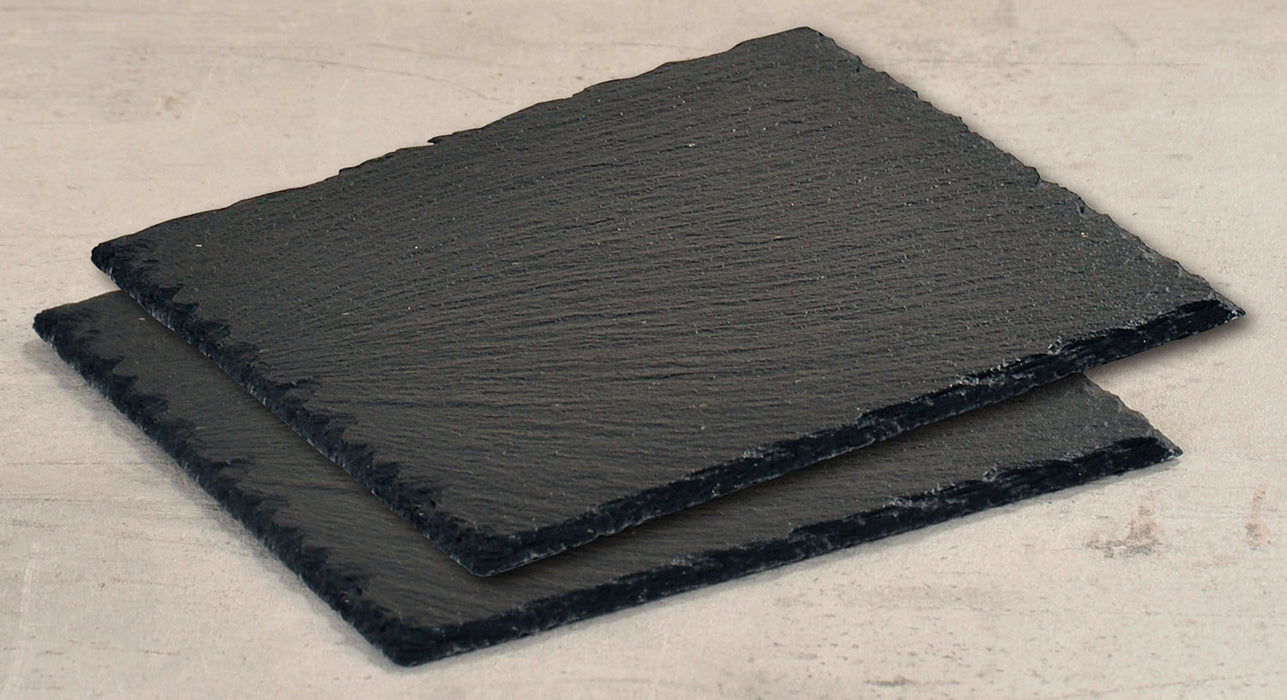 Schieferplatte 2´er Set 20x20cm Servierplatte Schieferteller Tischset Sushi Deko