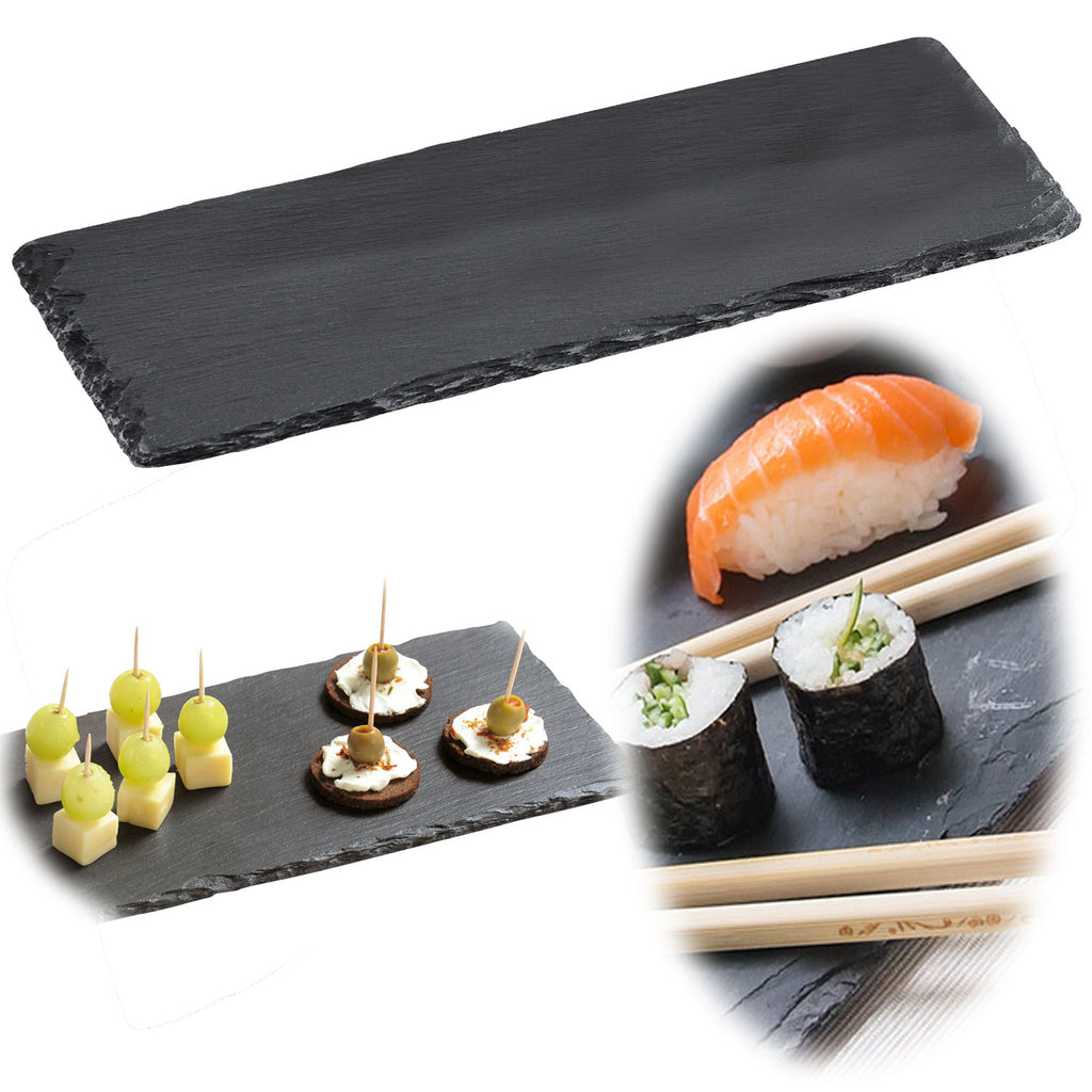 Schieferplatte 38x13cm Servierplatte Schieferteller Tischset Sushi Dek — LS-LebenStil