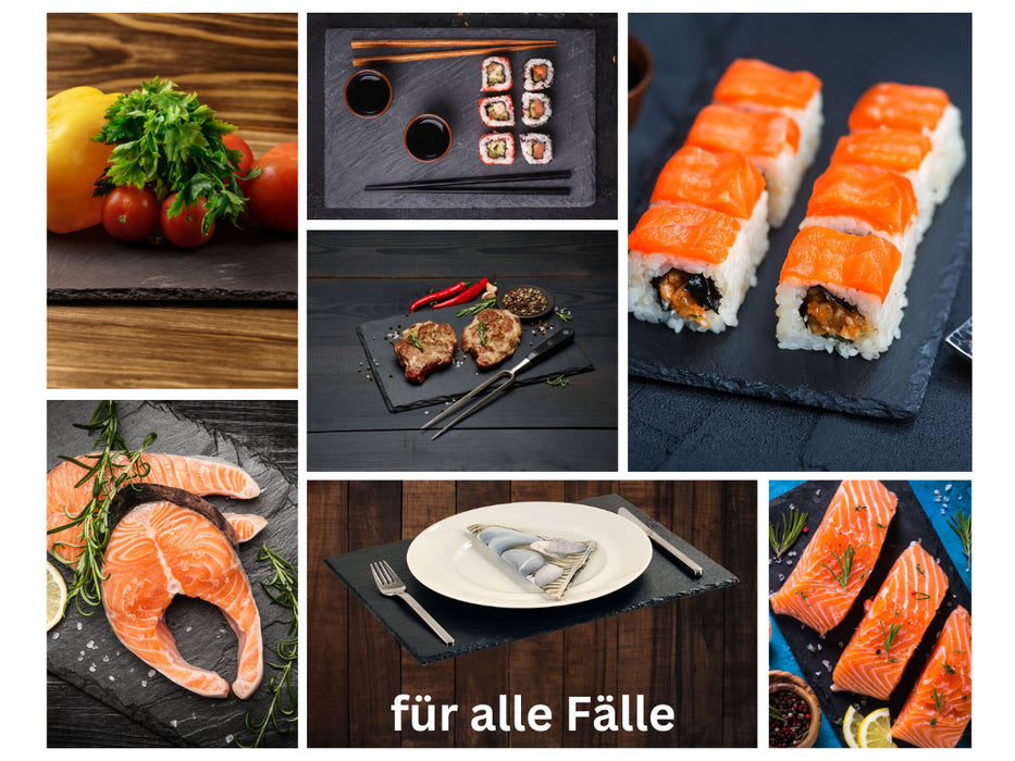 KI-generiertes Bild,XL Schieferplatte Servierplatte 40x30cm Tafelplatte Schieferteller Sushi