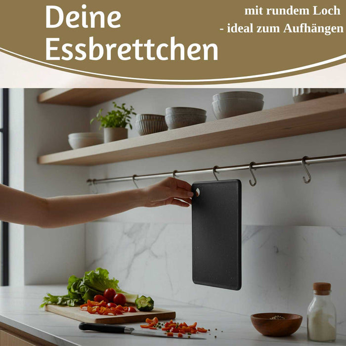 2x Brettchen Essbrettchen Frühstücksbrettchen 23x16cm Granit Optik Kunststoff