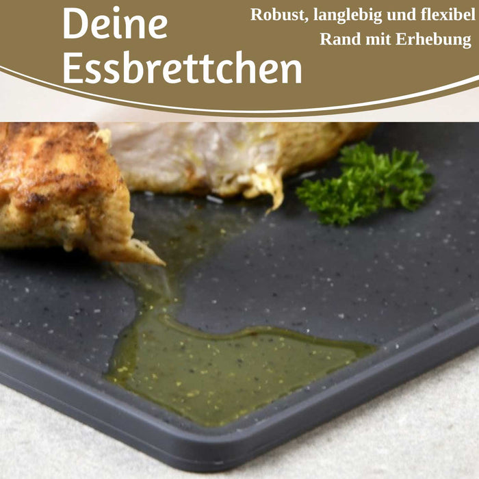 KI-generiertes Bild,6x Kunststoff Essbrettchen 23x16cm 6´er Set Granit Optik Frühstücksbrettchen