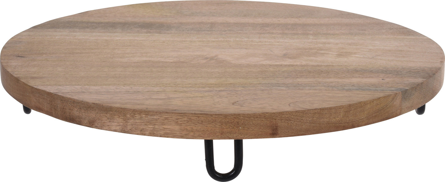 Mango Holz Serviertablett 30cm Rund Massiv 4 Füße Rund Servierbrett Schneidebrett