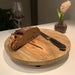 Mango Holz Serviertablett 30cm Rund Massiv 4 Füße Rund Servierbrett Schneidebrett