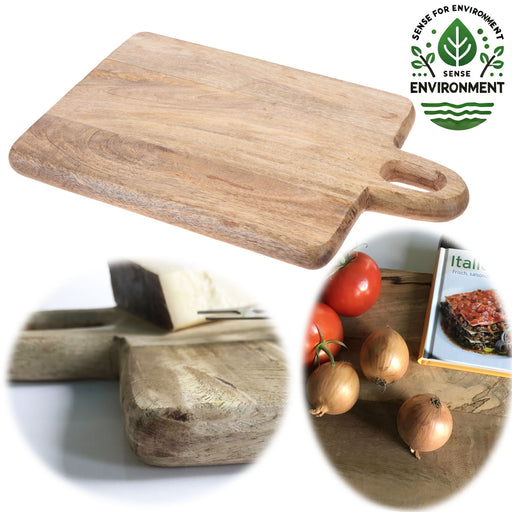 Mango Holz Schneidebrett mit Griff 32cm Vesperbrett Tranchierbrett Massiv