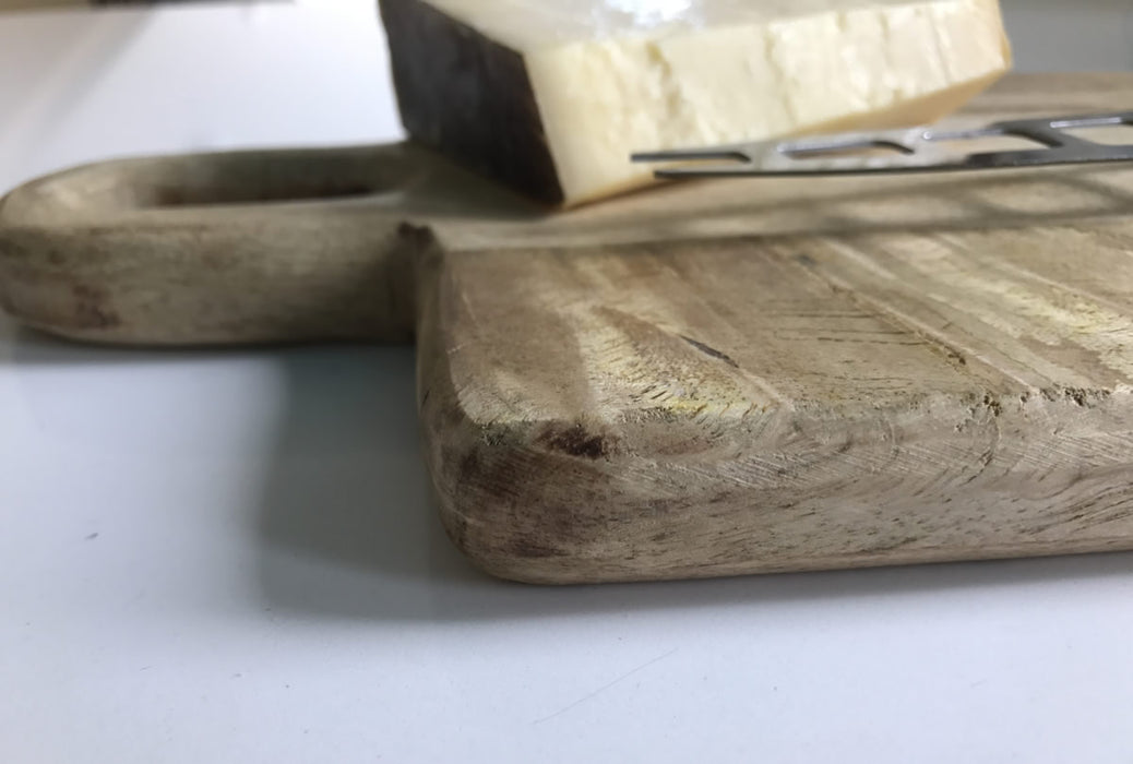 Mango Holz Schneidebrett mit Griff 32cm Vesperbrett Tranchierbrett Massiv