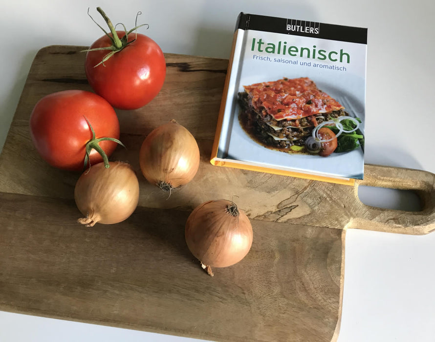 Mango Holz Schneidebrett mit Griff 32cm Vesperbrett Tranchierbrett Massiv