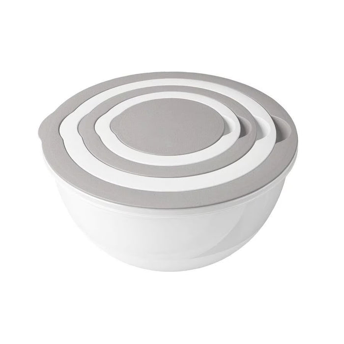 5-fach Rührschüssel Set 0,4-4,4L Rund stapelbar mit Deckel Küche Salatschüssel
