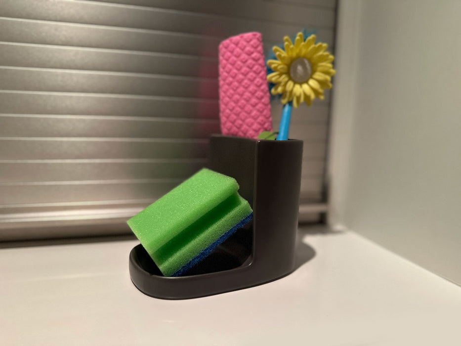 Design Spülbecken Organizer Grau Braun Waschbecken Schwammhalter Schwammablage