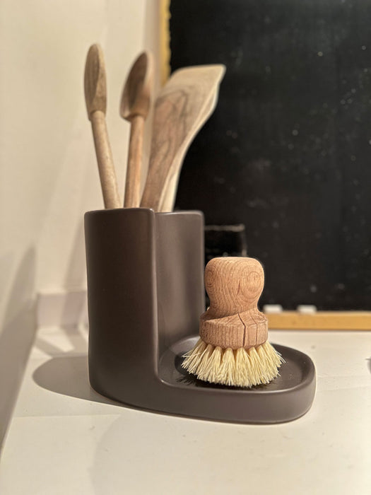 Design Spülbecken Organizer Grau Braun Waschbecken Schwammhalter Schwammablage