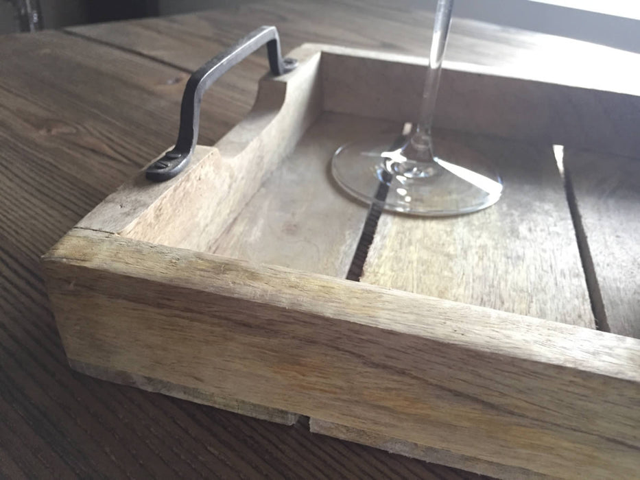 KI-generiertes Bild,XL Mango Serviertablett 46x31cm Vintage Holz Tablett mit Griff Henkel Deko-Tablett