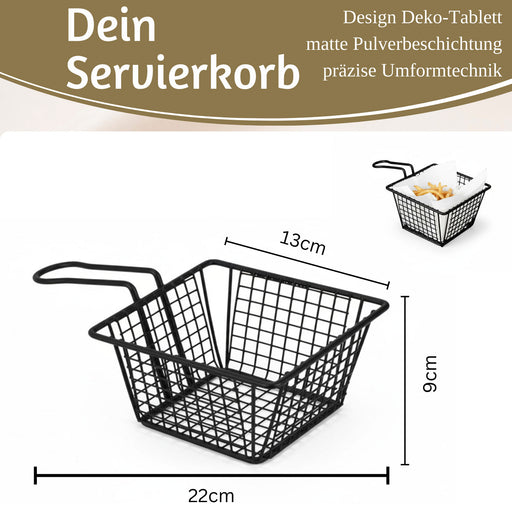 Pommes-Korb Servierkorb Frittierkorb für Pommes mit Griff schwarz 22x13x8cm