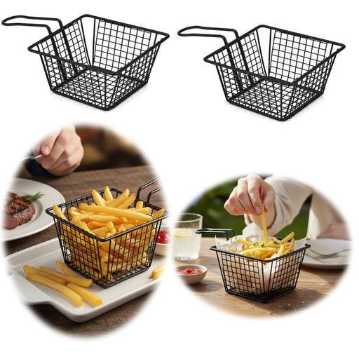 Pommes-Korb Servierkorb Frittierkorb für Pommes mit Griff schwarz 22x13x8cm