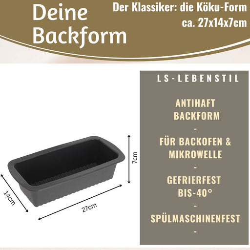 KI-generiertes Bild,Silikon Königskuchenform 25cm Backform Kuchenform Kastenform Brotbackform
