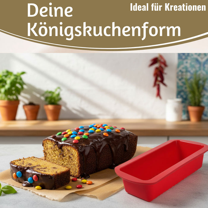 KI-generiertes Bild,2x Silikon Königskuchenform 25cm Backform Kuchenform Kastenform Brotbackform