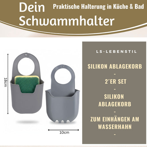 Silikon Schwammhalter 2´er Set Wasserhahn Halterung für Küchenspüle Waschbecken