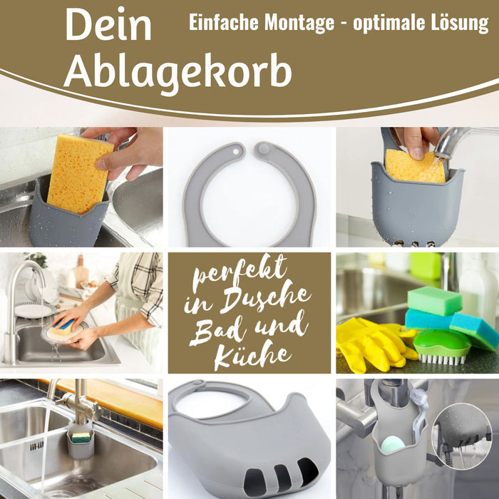 Silikon Schwammhalter 2´er Set Wasserhahn Halterung für Küchenspüle Waschbecken