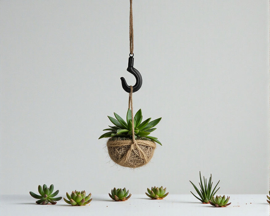 Loft Deckenhaken Gusseisen 16x10cm Sisal Kordel 100cm für Blumentöpfe Blumenampel