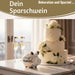 Keramik Sparschwein Spruch Luxus Schwein Weiß Gold Spardose Sparbüchse