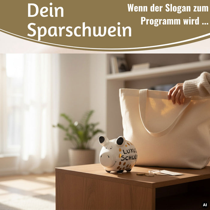Keramik Sparschwein Spruch Luxus Schwein Weiß Gold Spardose Sparbüchse
