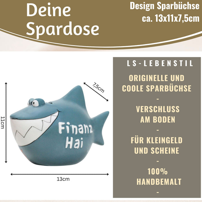 Keramik Sparschwein Spruch Hai-Raten Hochzeit Weiß Gold Spardose Sparbüchse