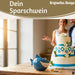 Keramik Sparschwein Spruch Hai-Raten Hochzeit Weiß Gold Spardose Sparbüchse