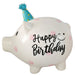 KI-generiertes Bild Keramik Sparschwein Blau Schwein 14x11cm Happy Birthday mit Partyhut Spardose