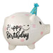 KI-generiertes Bild,Keramik Sparschwein Blau Schwein 14x11cm Happy Birthday mit Partyhut Spardose
