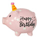 Keramik Sparschwein Rosa Schwein 14x11cm Happy Birthday mit Partyhut Spardose