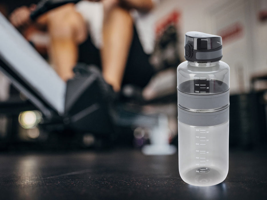 KI-generiertes Bild,XL Sportflasche Trinkflasche 1500ml Grau Wasserflasche auslaufsicherer Klappdeckel
