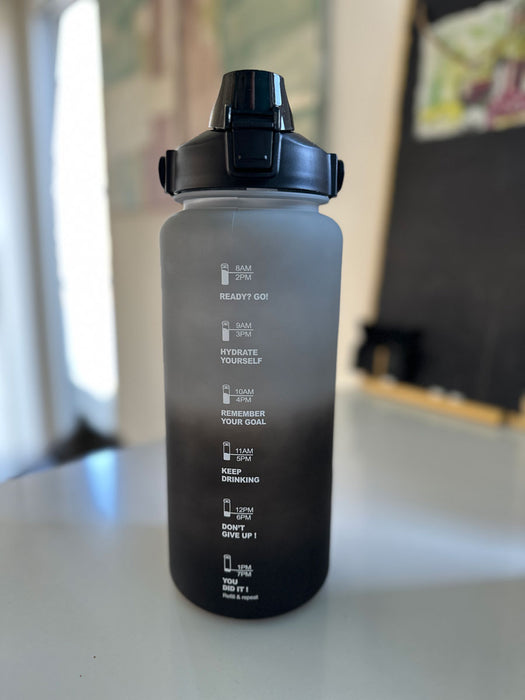 XXL Wasserflasche 2000ml Grau Sportflasche Trinkflasche Klappdeckel auslaufsicher