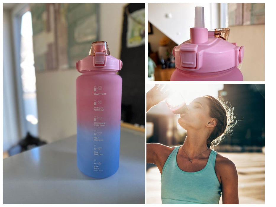 XXL Wasserflasche 2000ml Blau Sportflasche Trinkflasche Klappdeckel auslaufsicher