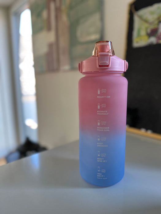 XXL Wasserflasche 2000ml Blau Sportflasche Trinkflasche Klappdeckel auslaufsicher