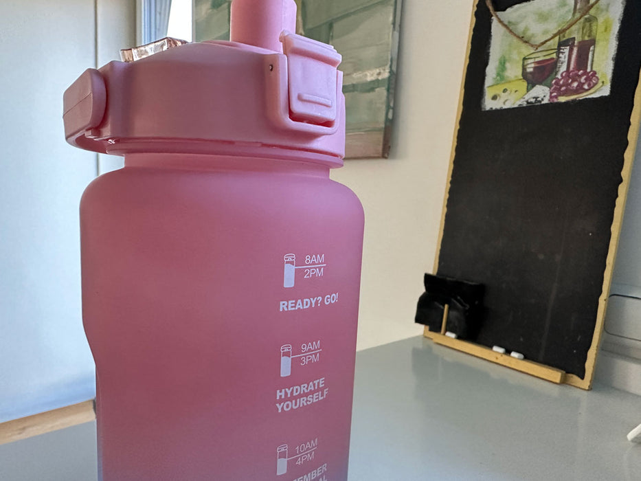 XXL Wasserflasche 2000ml Blau Sportflasche Trinkflasche Klappdeckel auslaufsicher