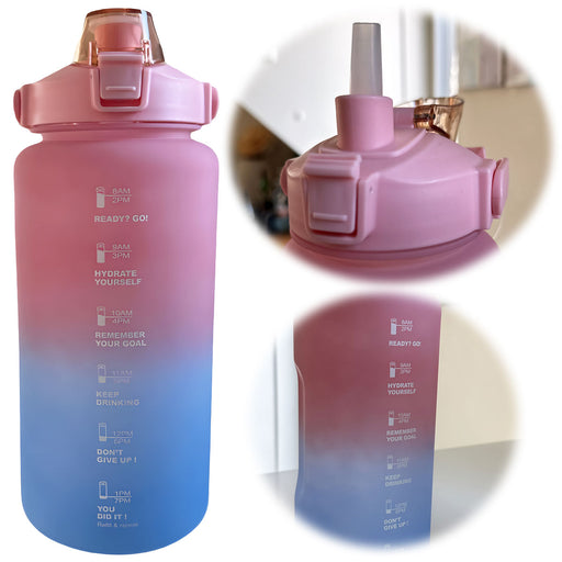 XXL Wasserflasche 2000ml Blau Sportflasche Trinkflasche Klappdeckel auslaufsicher