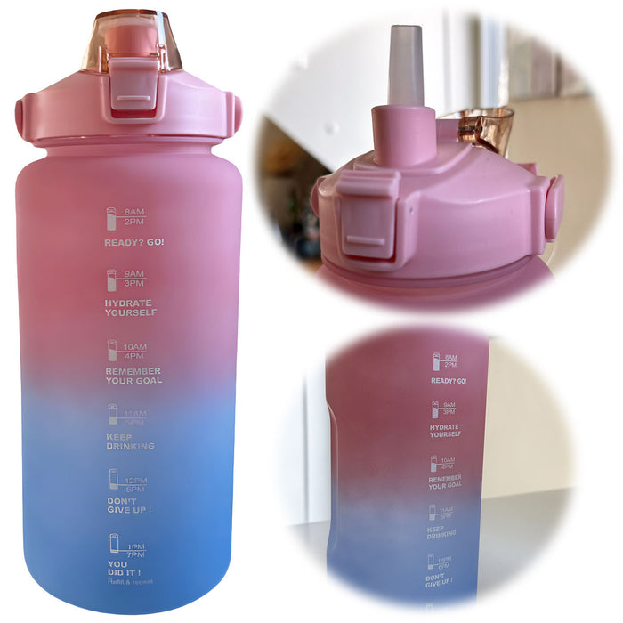 XXL Wasserflasche 2000ml Blau Sportflasche Trinkflasche Klappdeckel auslaufsicher