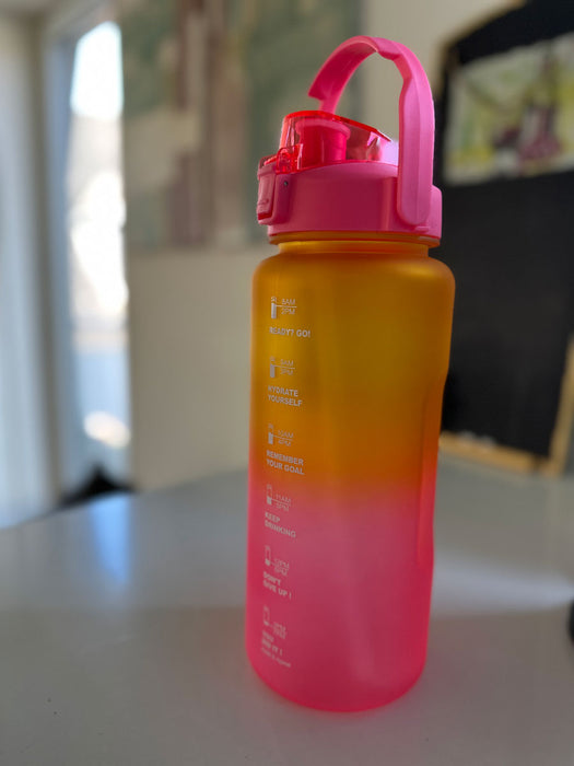 XXL Wasserflasche 2000ml Pink Sportflasche Trinkflasche Klappdeckel auslaufsicher