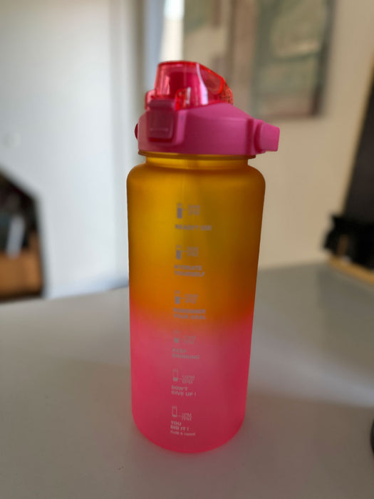 XXL Wasserflasche 2000ml Pink Sportflasche Trinkflasche Klappdeckel auslaufsicher